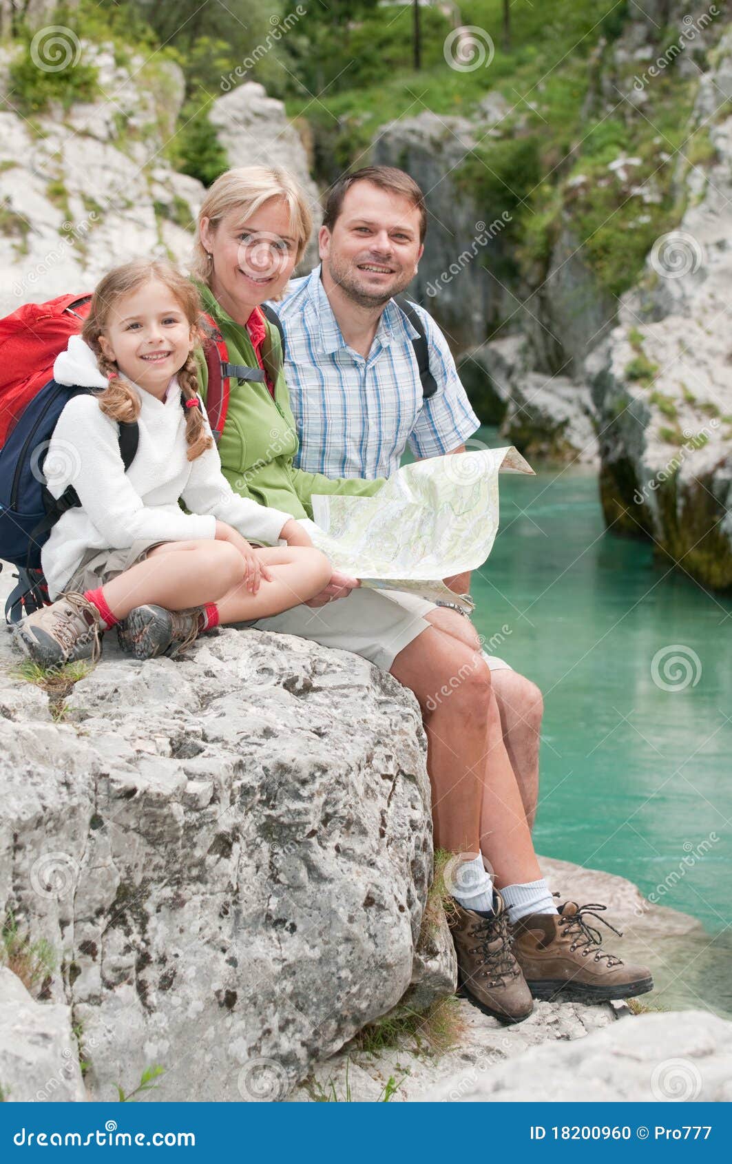 family on mountain trek