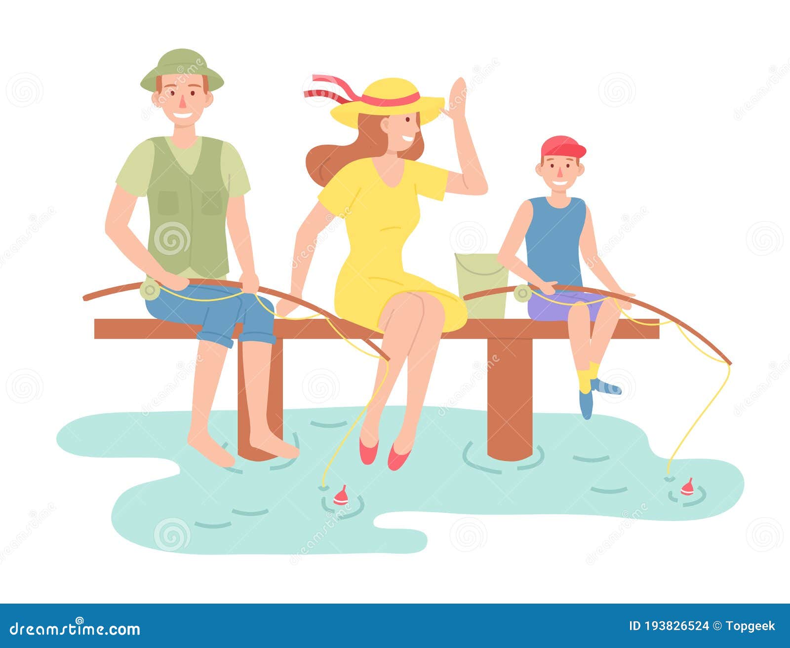 Family Outdoor Recreational Activities, Happy Parents Sitting with Son  Fishing, Father, Mother, Kid Stock Vector - Illustration of cartoon, fish:  193826524