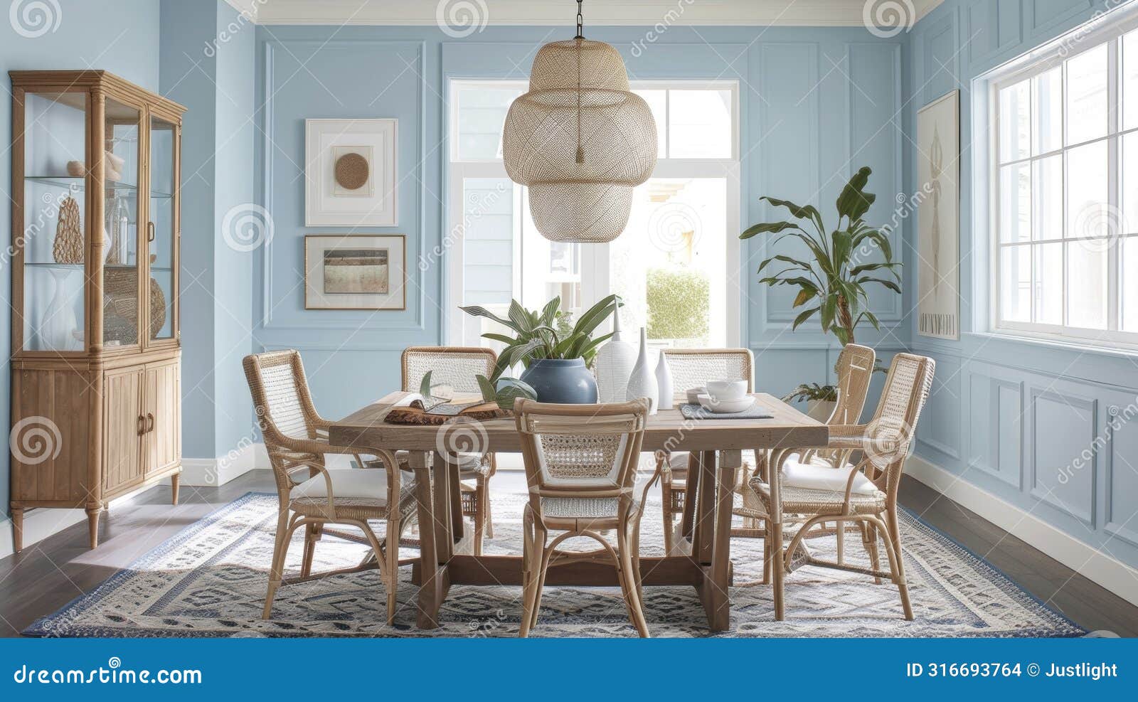 a family paints their dining room in a soothing blue hue instantly brightening up the space and creating a calming