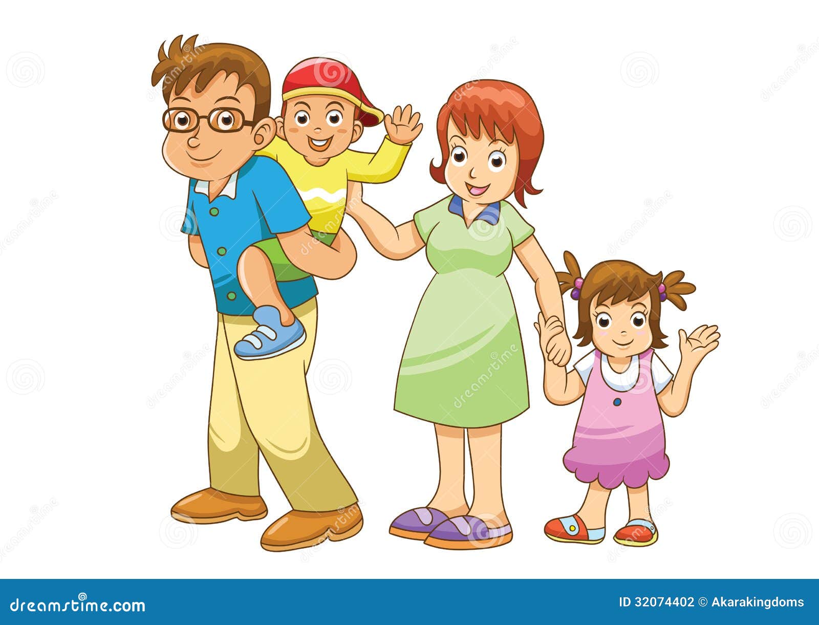 family cartoon of 4