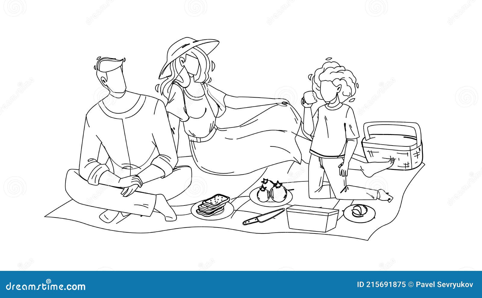 Eight year old Childs crayon drawing of their family having a picnic Stock  Photo - Alamy
