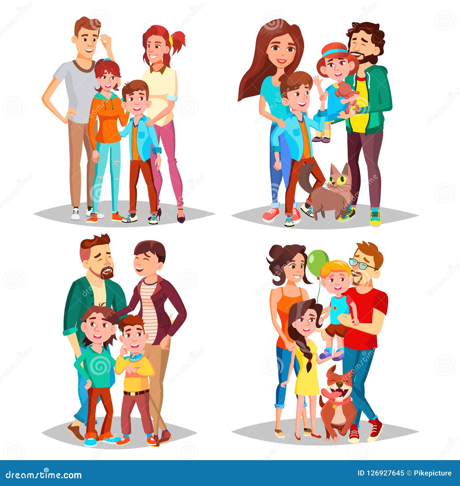 Download Family Portrait Set Vector. Parents, Children. In Santa ...