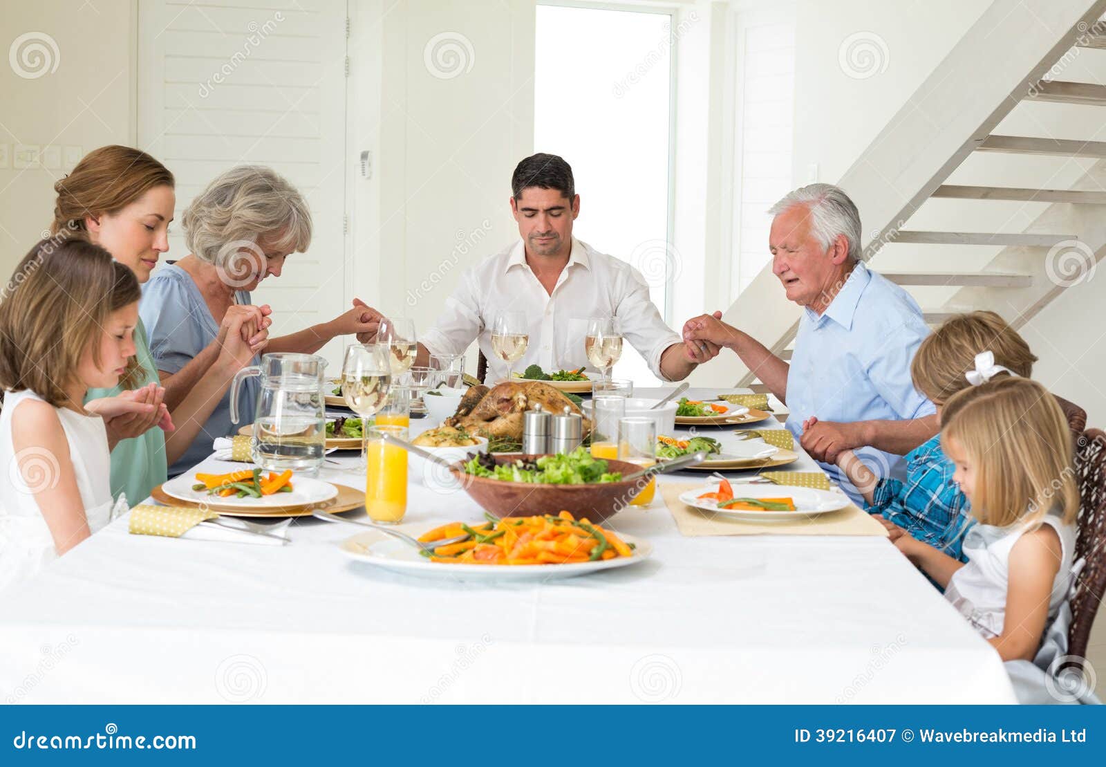  Together Before Meal At Dining Table Stock Photo - Image: 39216407