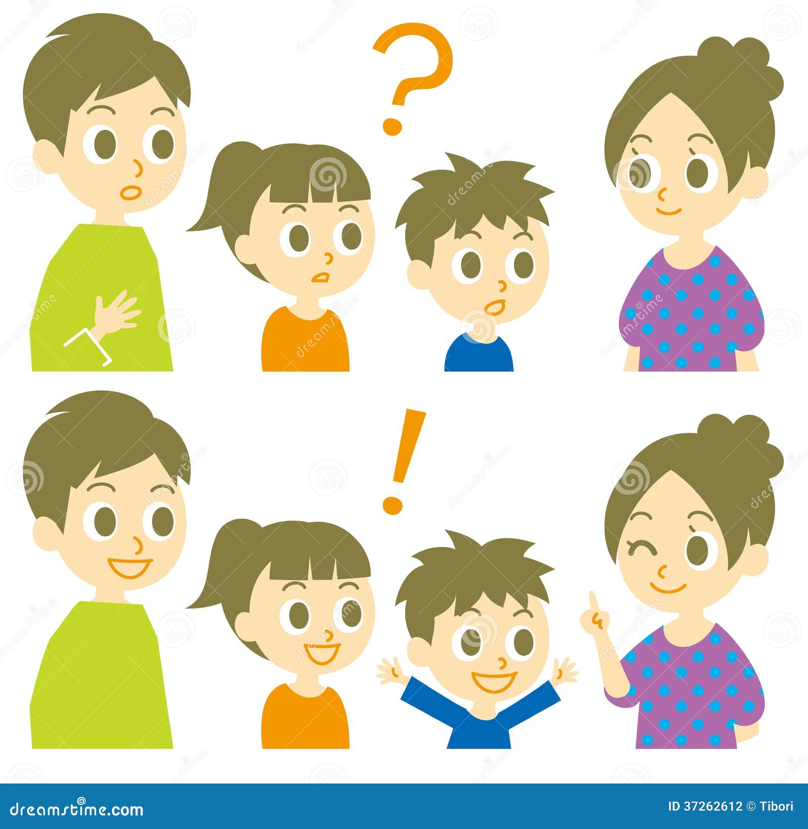 Family, Question and Answer Stock Vector Illustration of inform