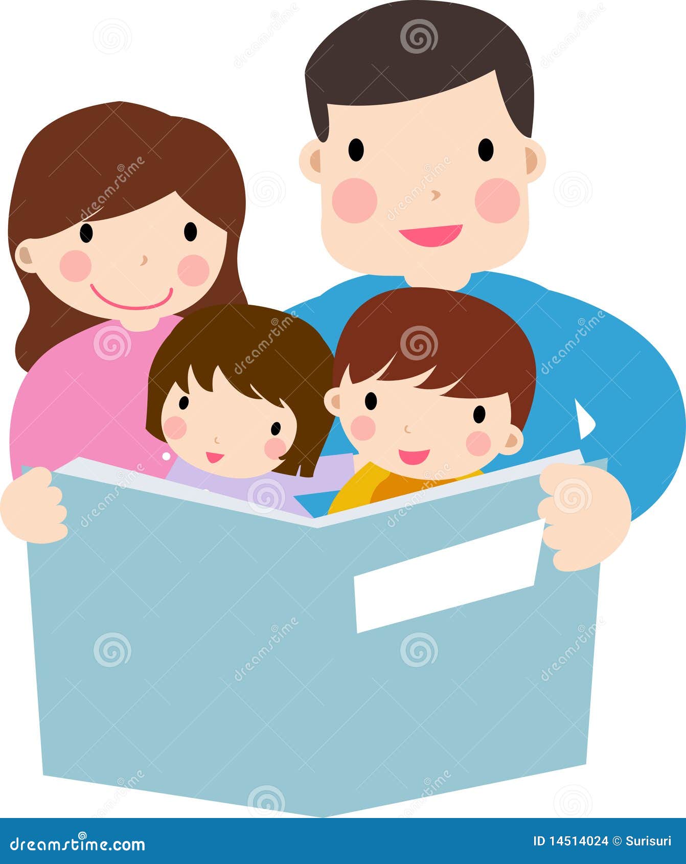 free family reading book clipart