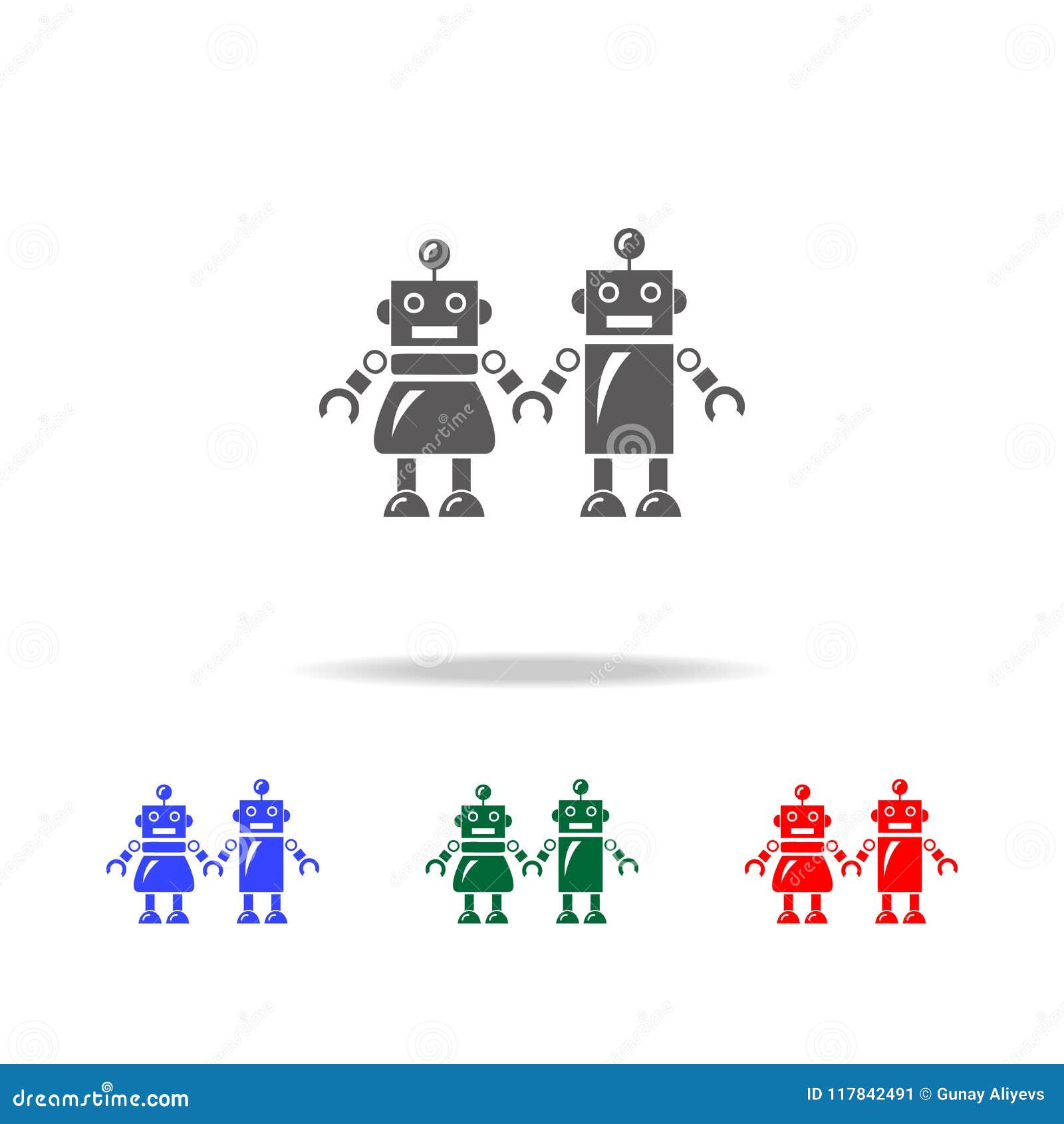 family of robots icons. Elements of robots in multi colored icons. Premium quality graphic design icon. Simple icon for websites, web design, mobile app, info graphics on white background