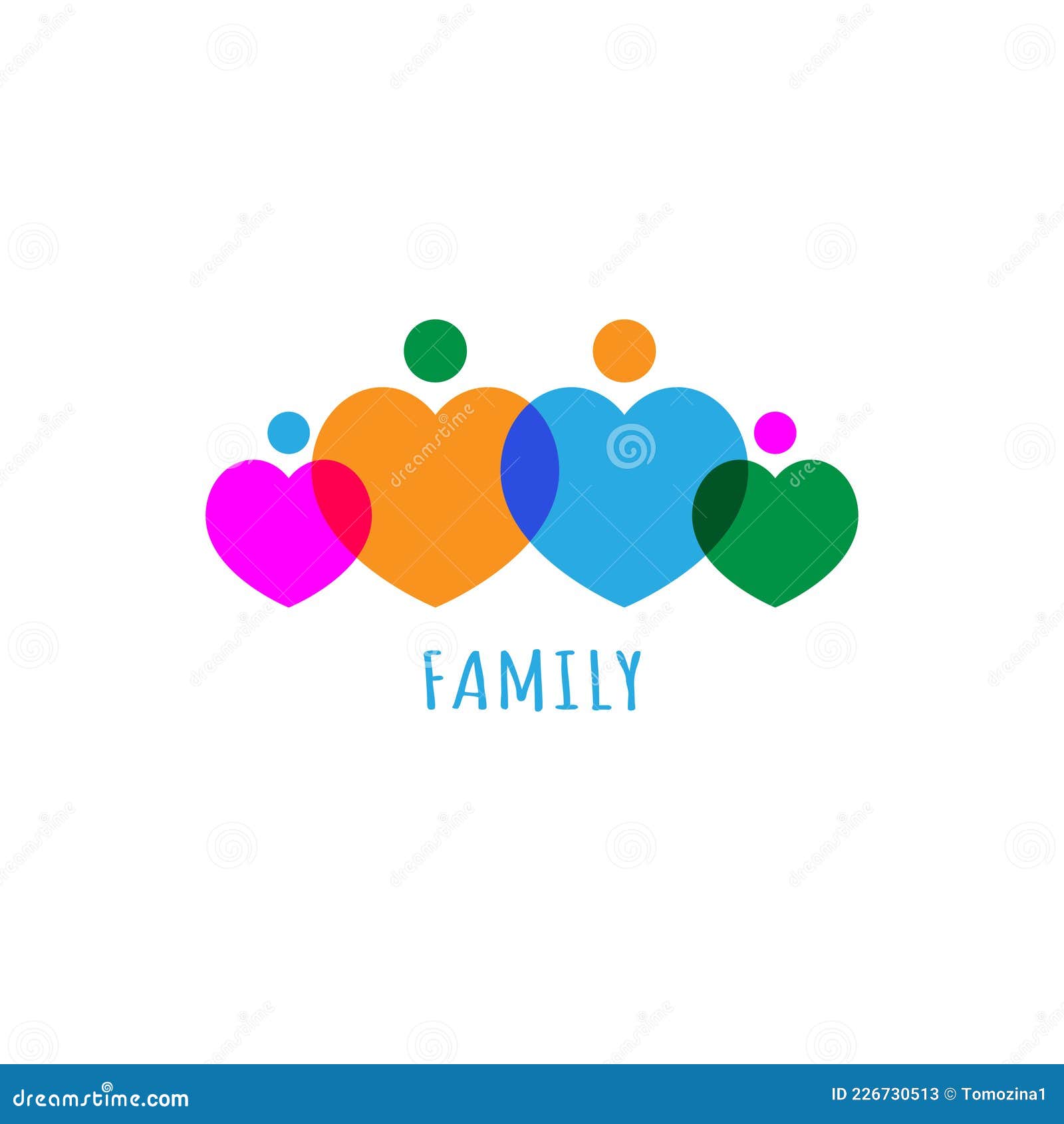 Family in Shape of Hearts Logo. Parenthood Concept Stock Vector ...