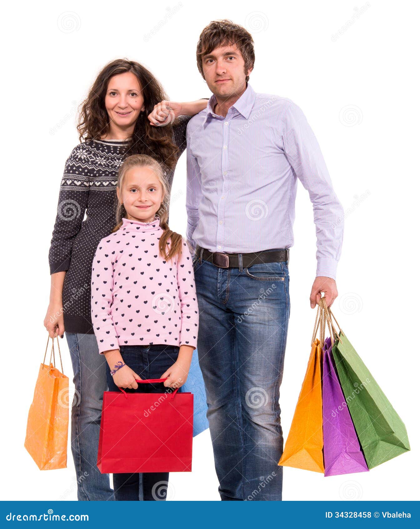 Family with shopping bags stock photo. Image of female - 34328458