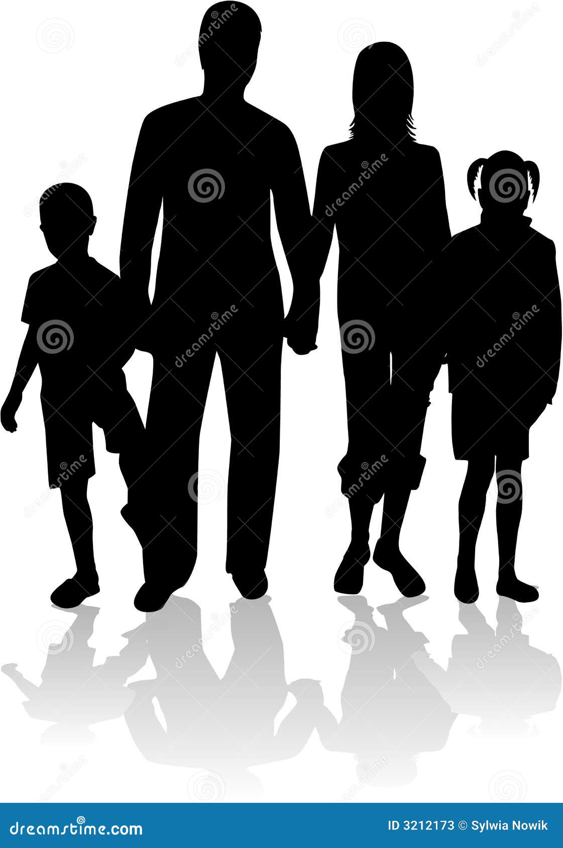 Family Silhouette Portrait, 4 Family Members, We Are Family, Mom