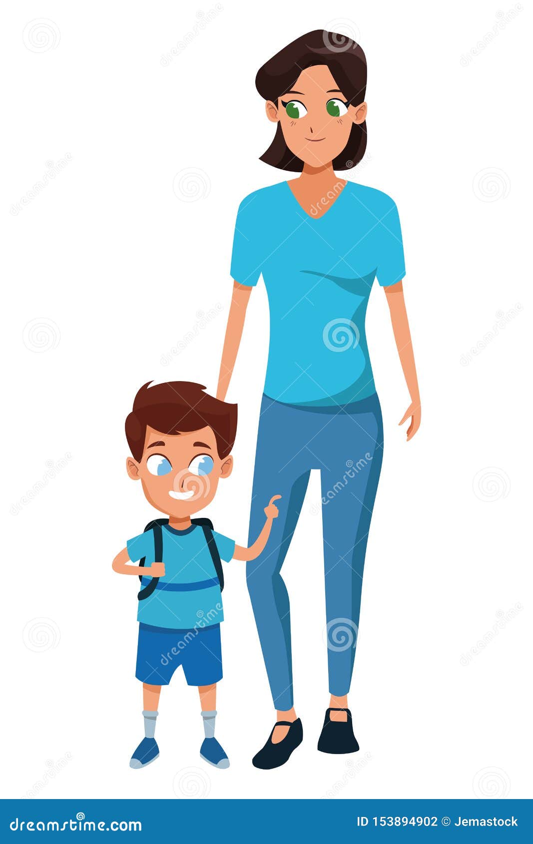 Family Single Parent with Children Cartoon Stock Vector - Illustration of  cartoon, concept: 153894902