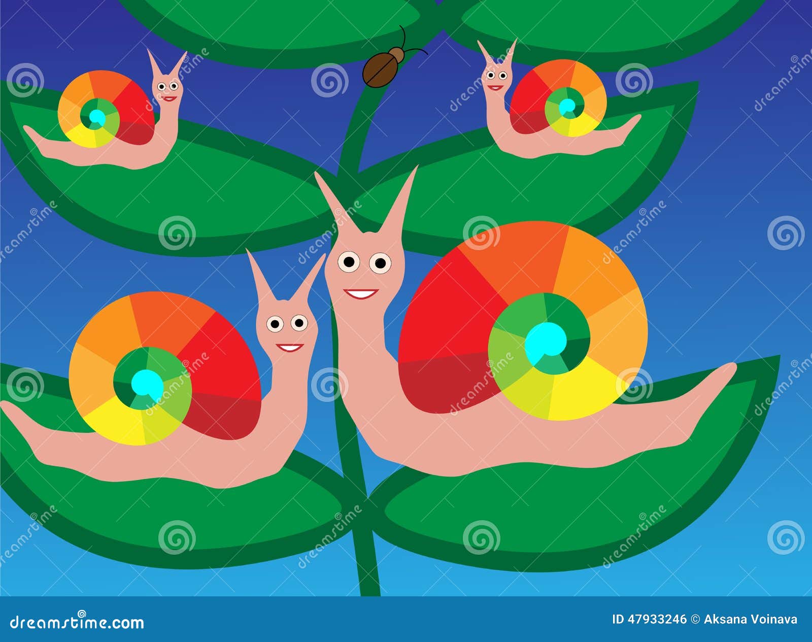 Family snail vector stock vector. Illustration of leaves 47933246