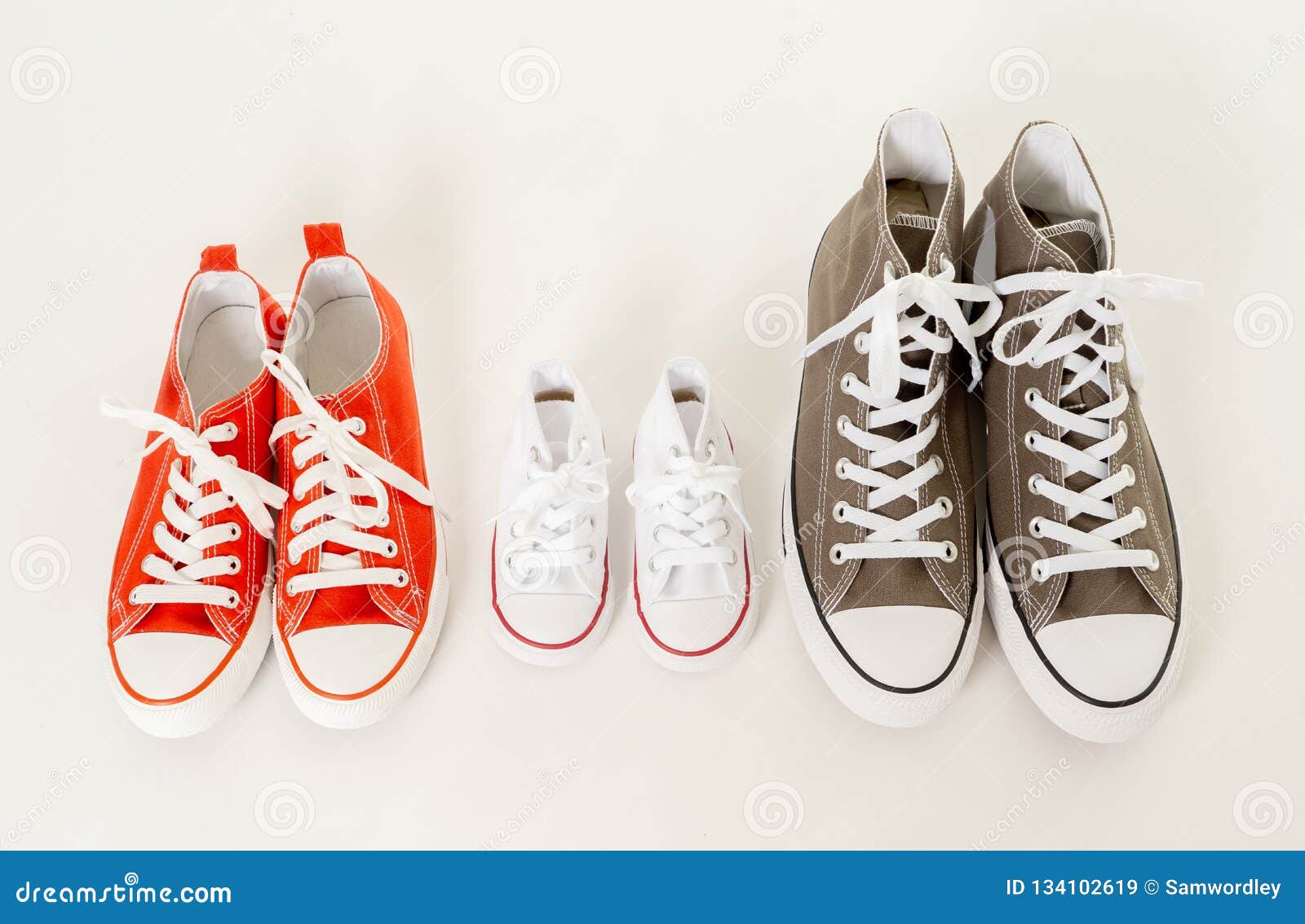 Family Sneakers Canvas Shoes of Parents and Child on White Background ...