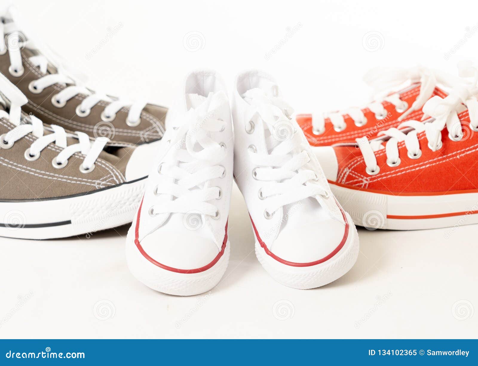 Family Sneakers Canvas Shoes of Parents and Child on White Background ...