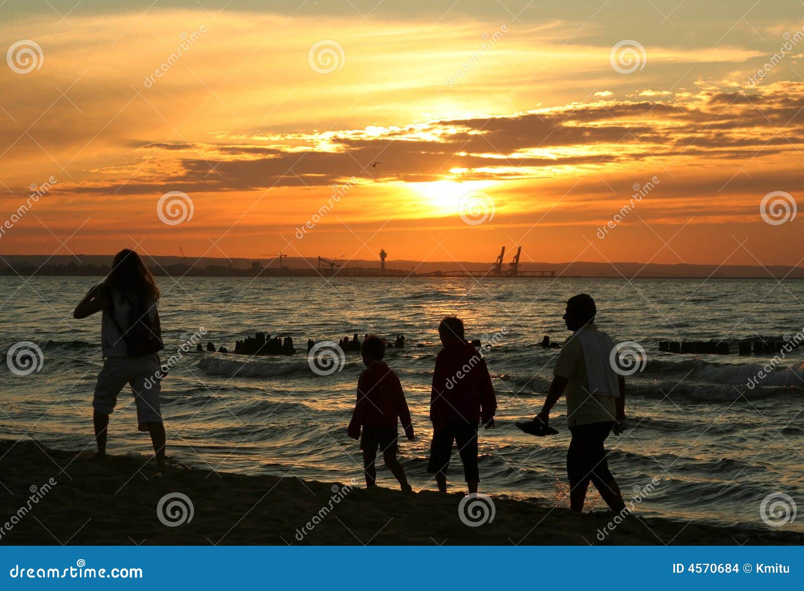 family sunset stroll