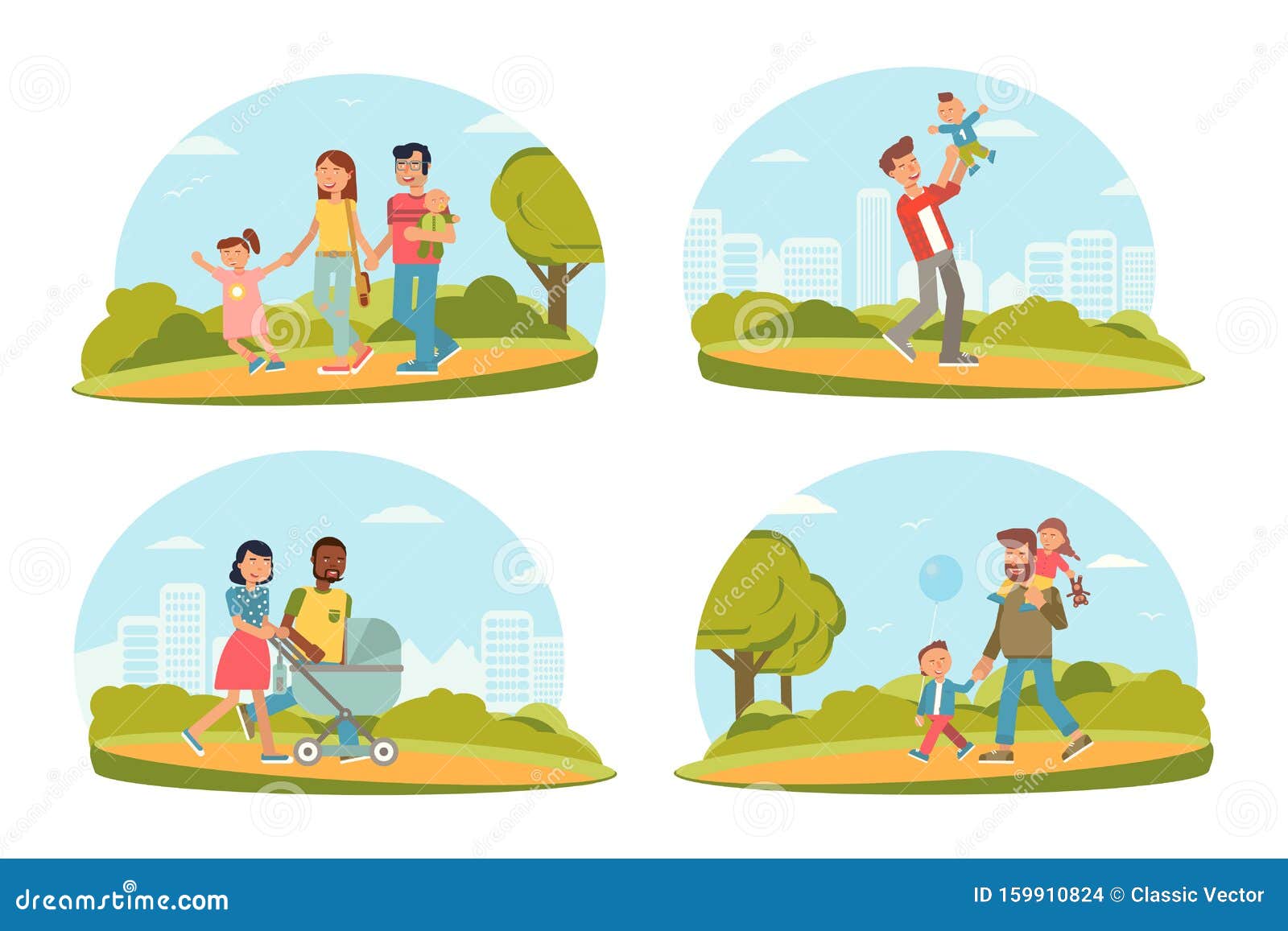 Family Time Flat Illustrations Stock Vector Illustration Of Clipart Fatherhood