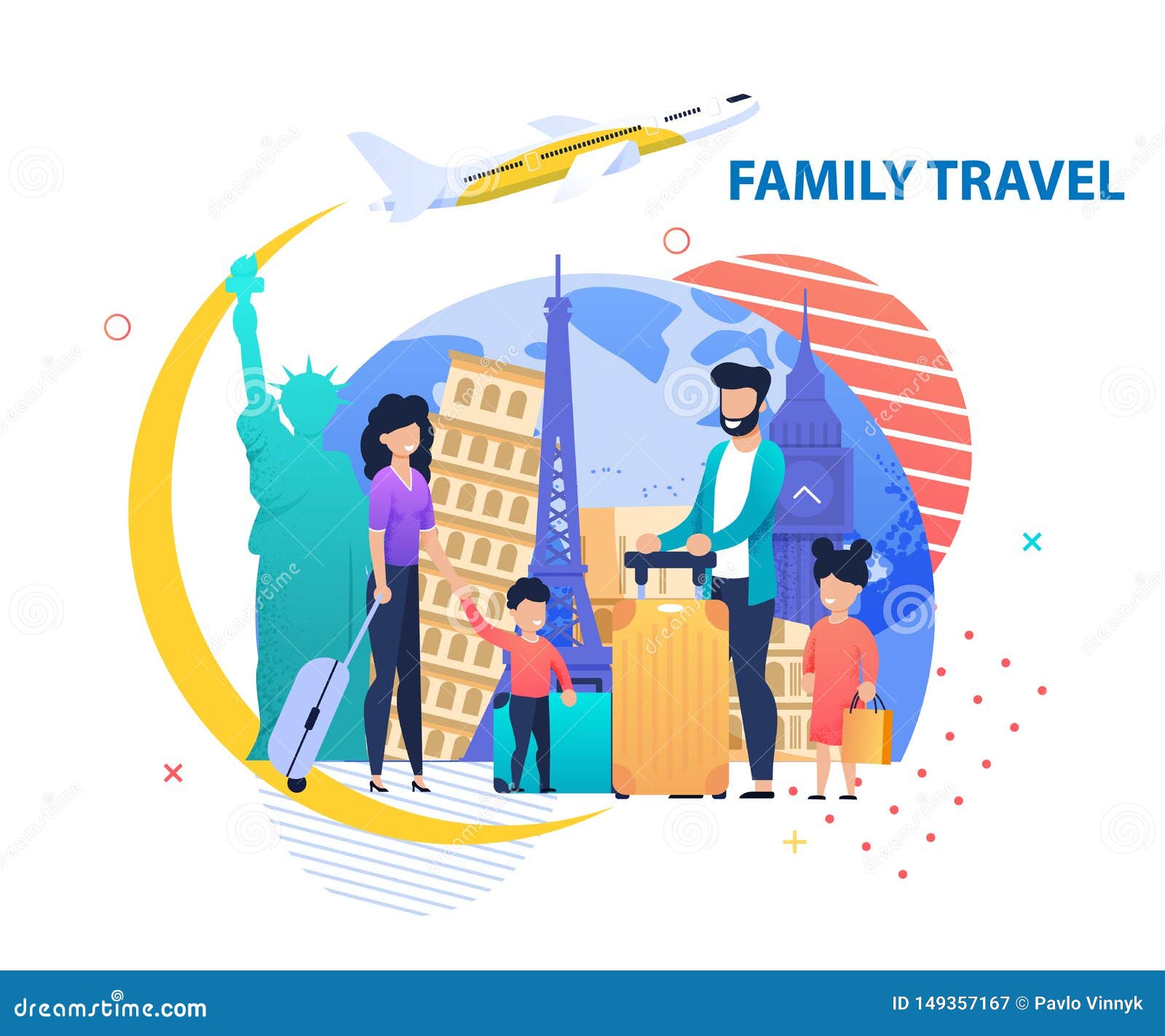 Family Travel To Other Countries Promotion Banner Stock Vector -  Illustration of flight, discovery: 149357167