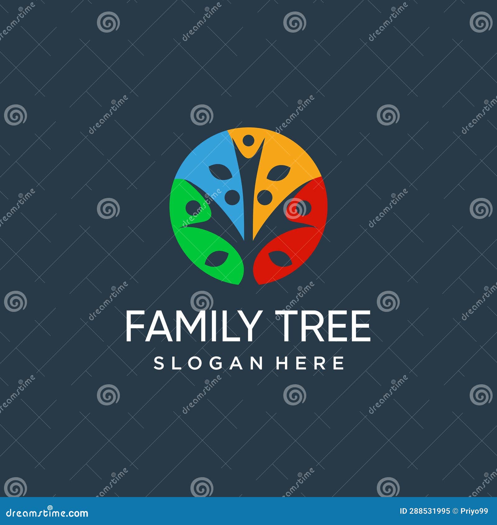 Family Tree Logo Design Vector with Unique Abstract Style Stock Vector ...