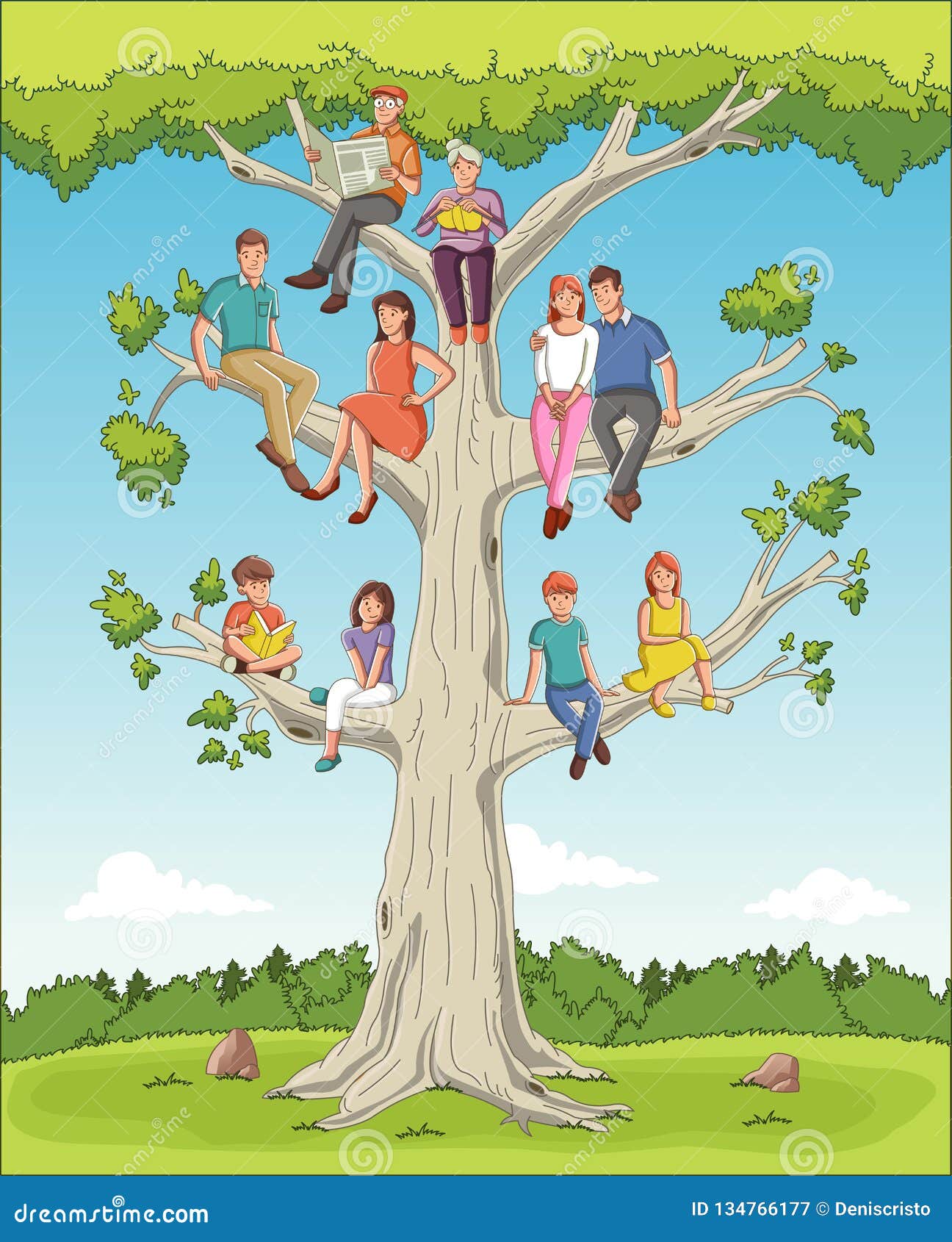 big family tree cartoon