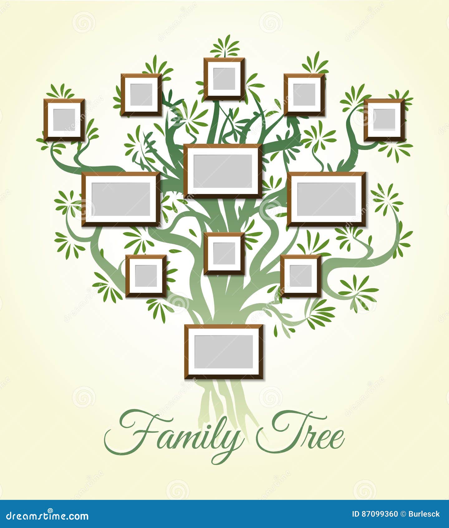 family tree with photo frames  . parents and children pictures, dynasty of generations