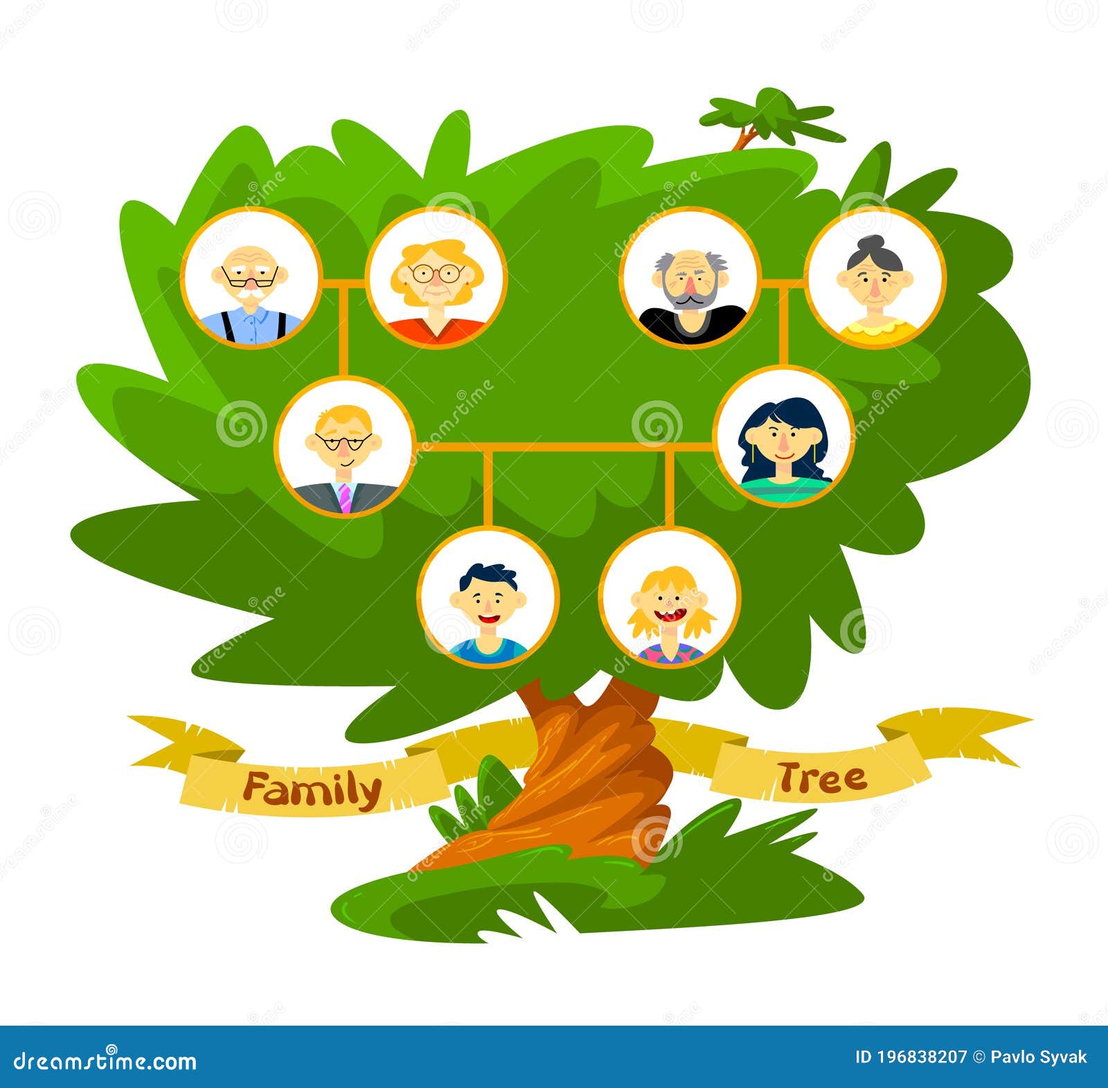 family tree, relatives connection. human genealogical heritage depicted in scheme. old kin tradition , generations