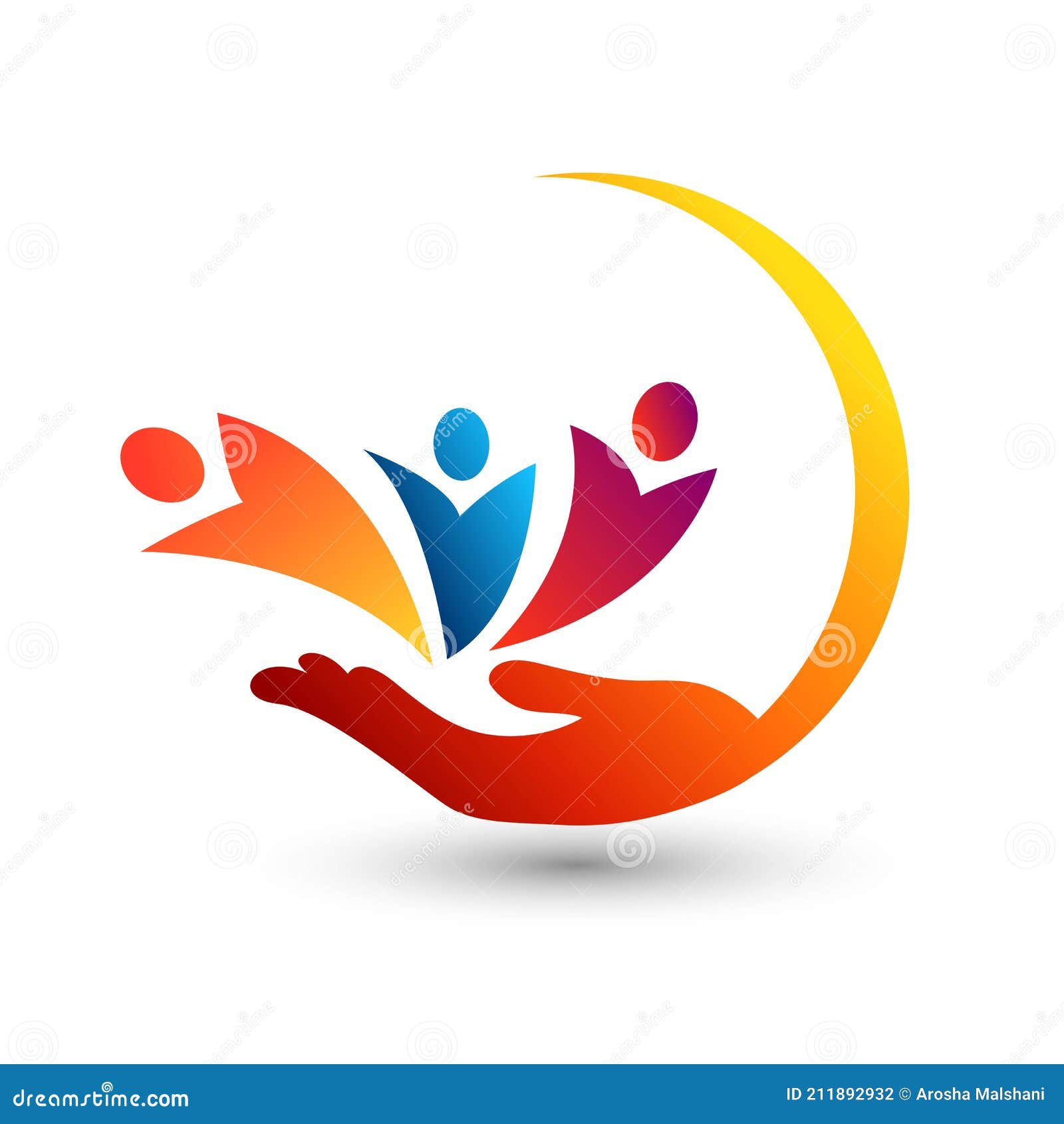 family union in a safe hand logo icon.