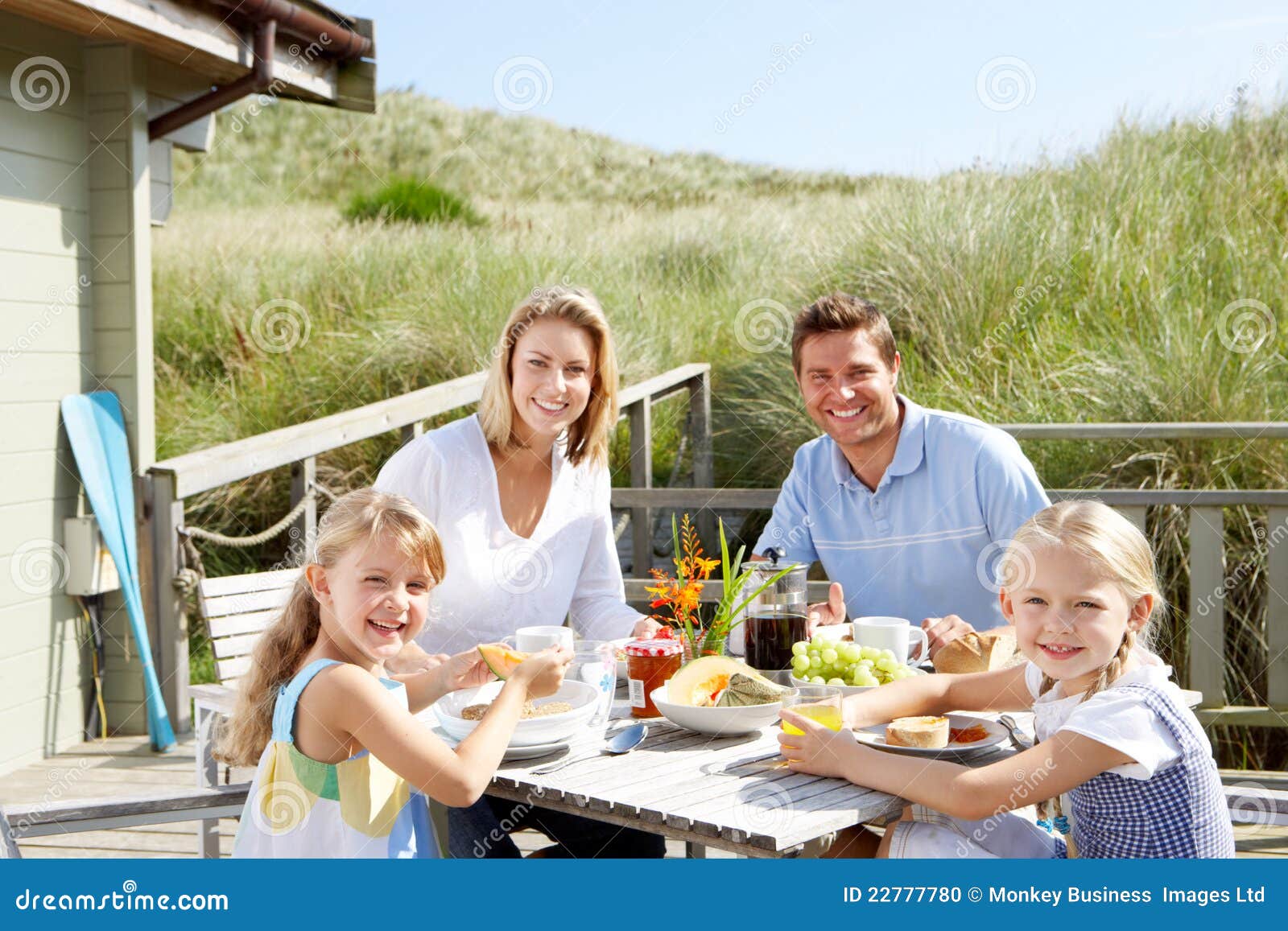 Family On Vacation Eating Outdoors Stock Photo Image 22777780