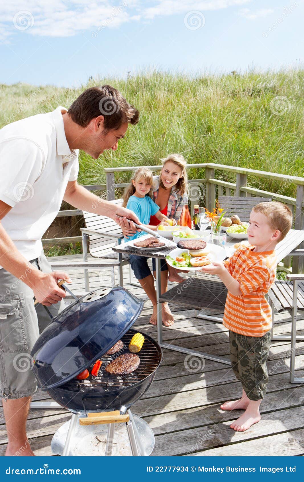 Family on Vacation Having Barbecue Stock Photo Image of dunes, child