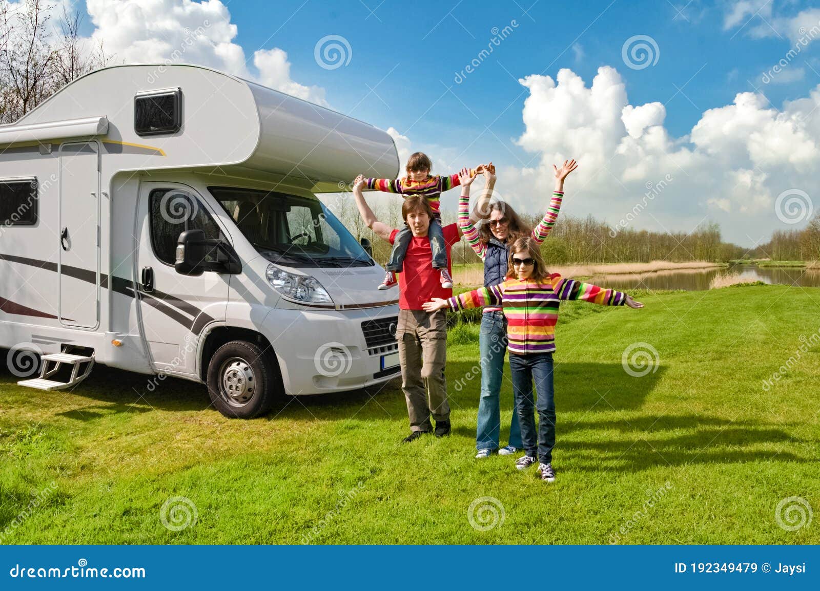 Family Vacation Travel Holiday Trip In Motorhome Rv Stock 