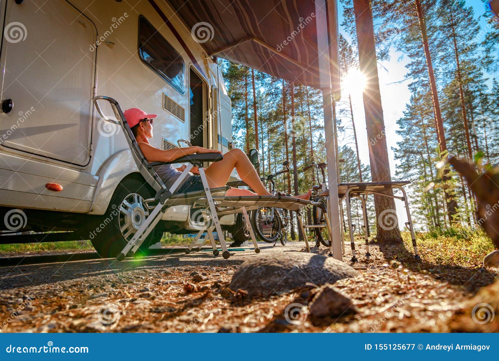 family vacation travel rv, holiday trip in motorhome