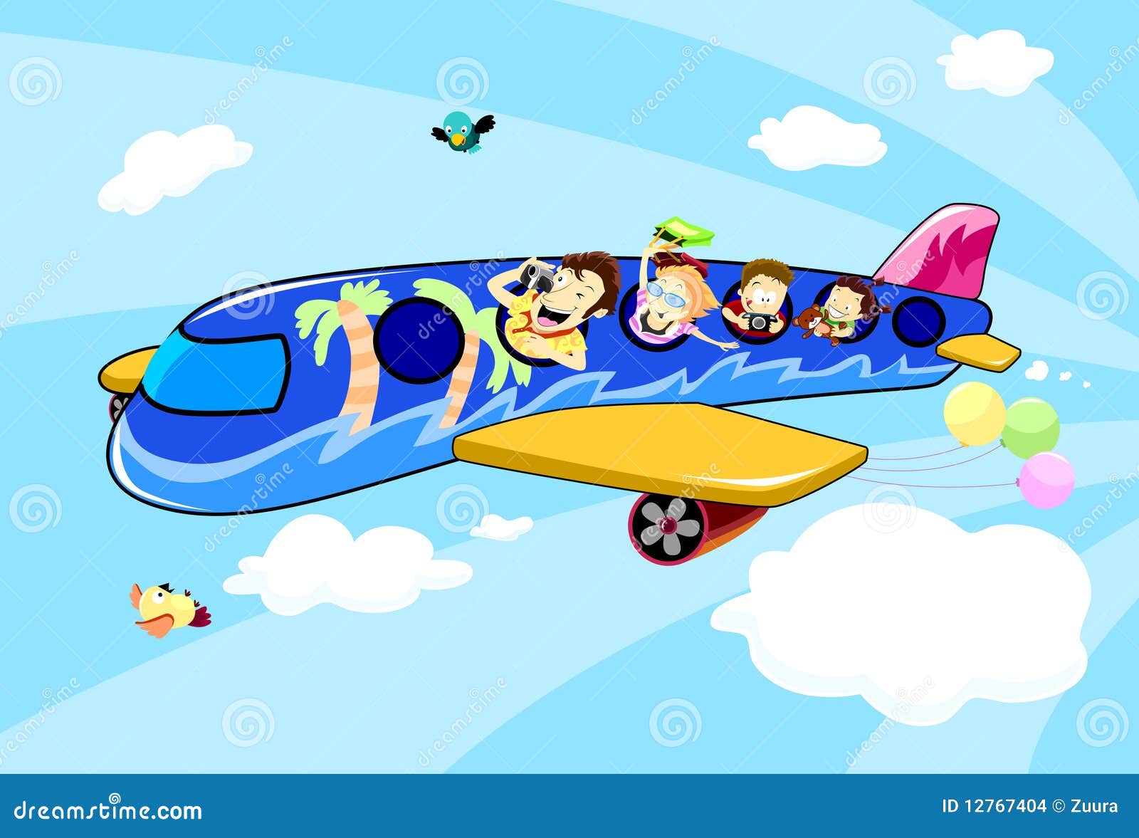 Family Vacation Trip On An Airplane Stock Images - Image: 12767404