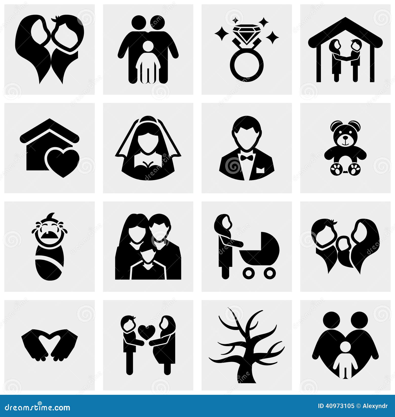 Download Family Vector Icons Set On Gray Stock Vector ...