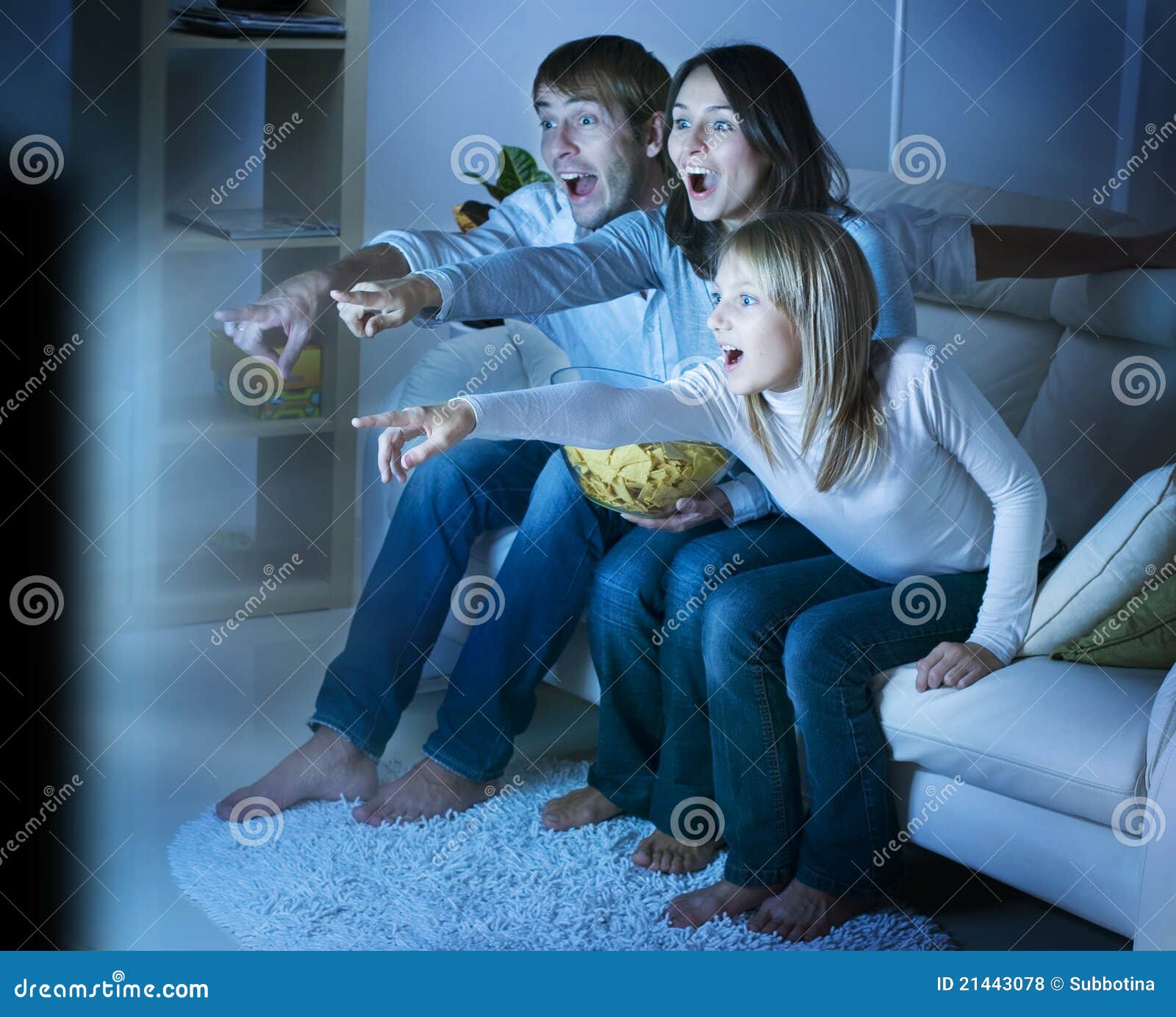 family watching tv