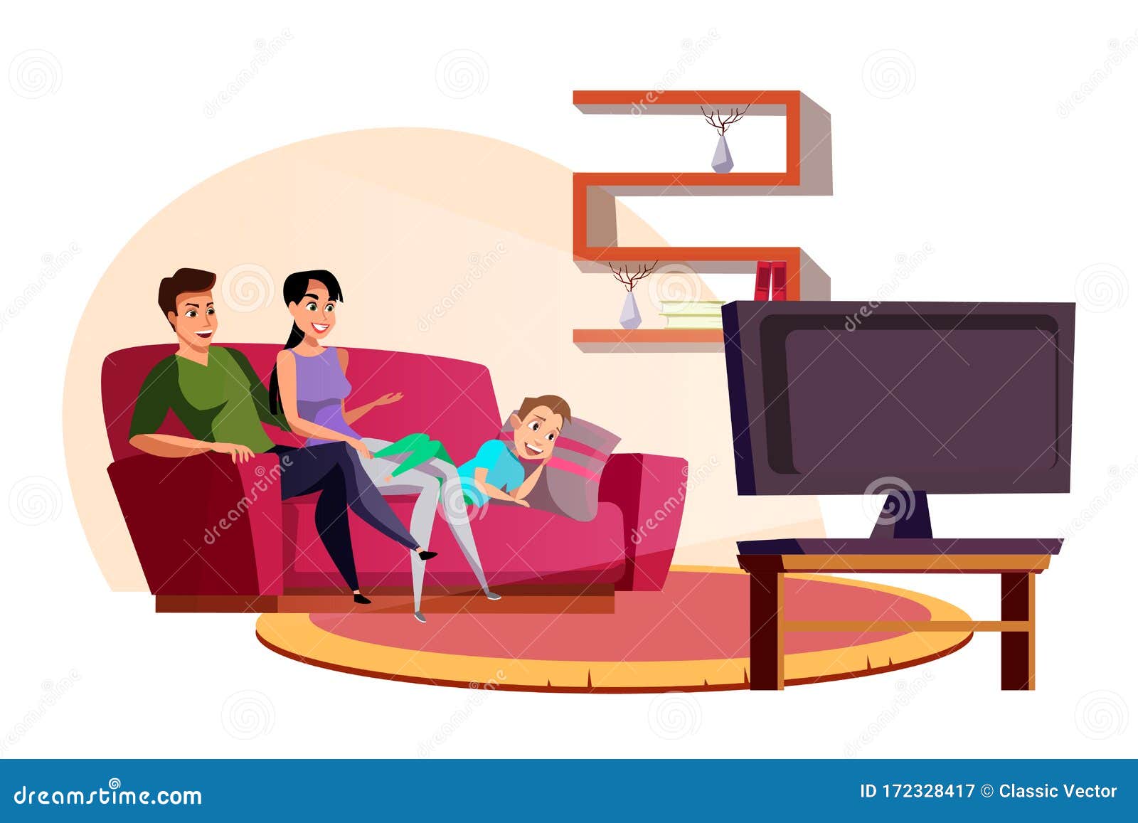 Family Watching TV Flat Vector Illustration Stock Vector - Illustration of cartoon, evening: 172328417 Family Watching TV Flat Vector Illustration Stock Vector - Illustration of cartoon, evening: 172328417