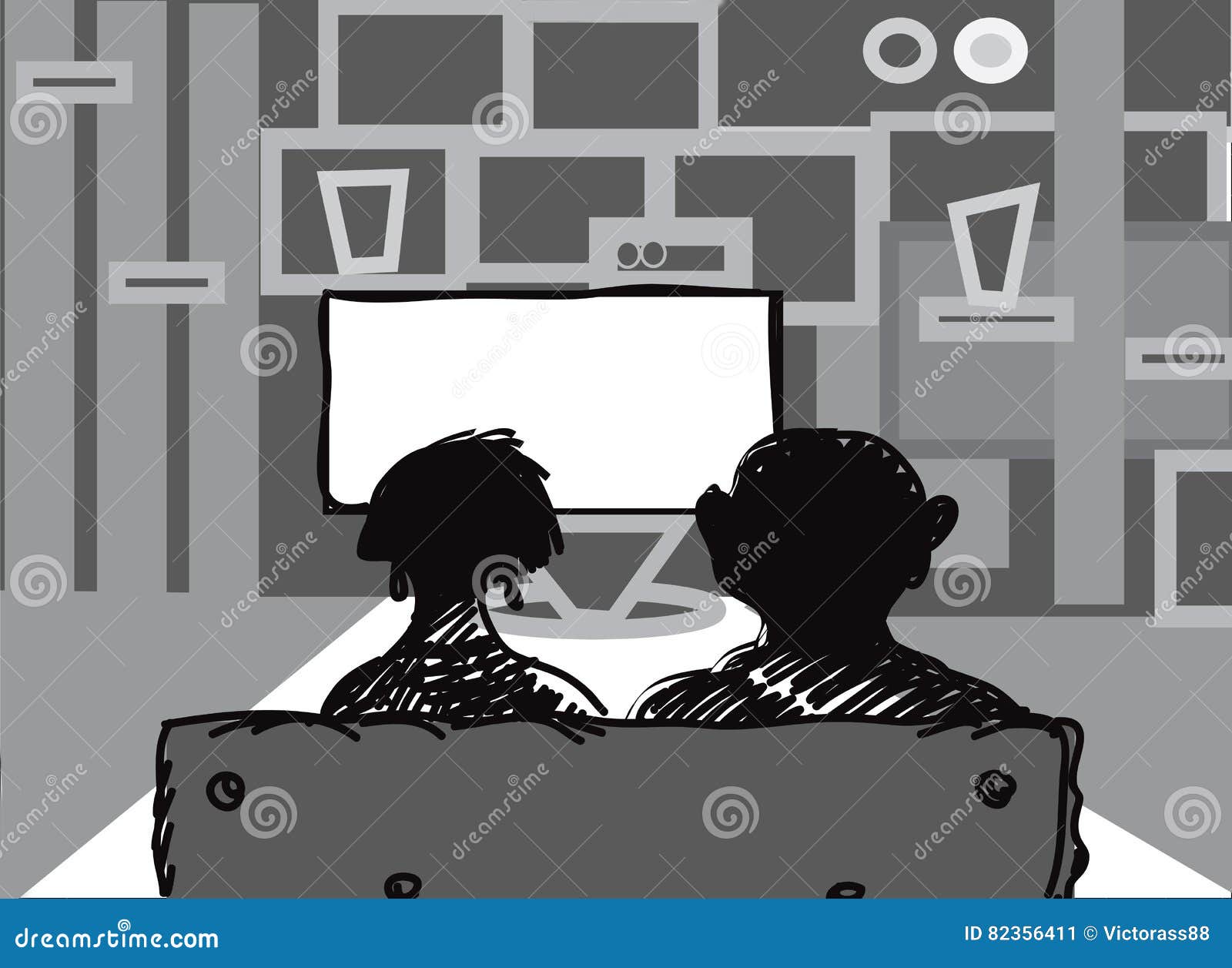 Sketch people watching tv Cut Out Stock Images & Pictures - Alamy