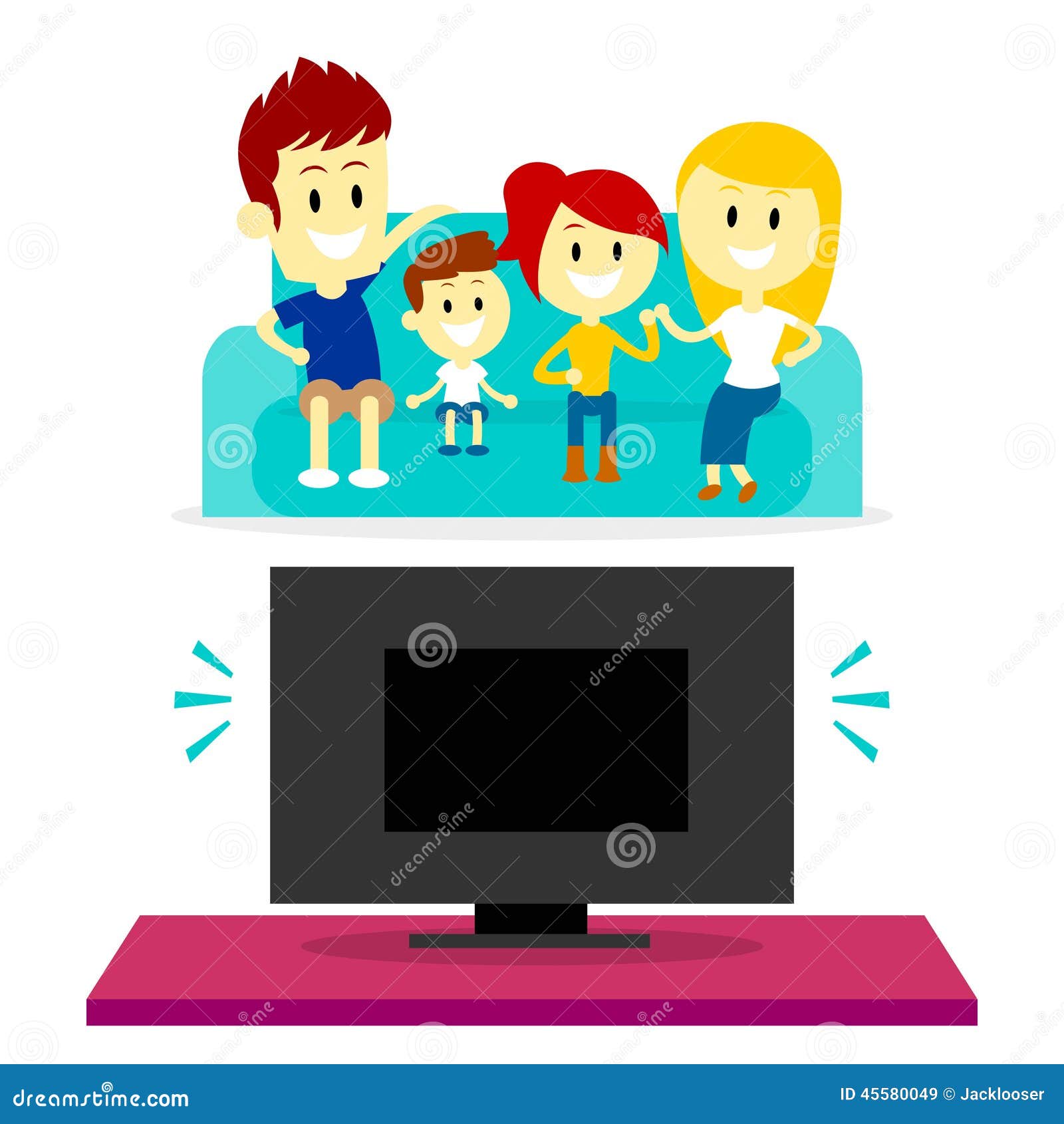 Family Watching TV Together Stock Vector - Illustration of parent, flat:  45580049