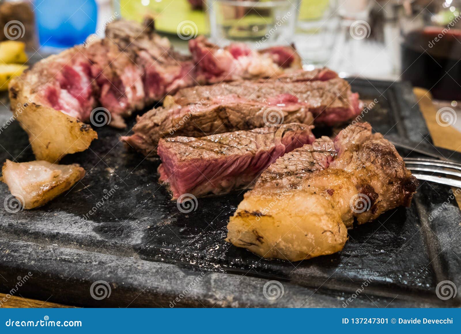 the famous `bistecca alla fiorentina`, a t-bone beef steak typical of tuscany