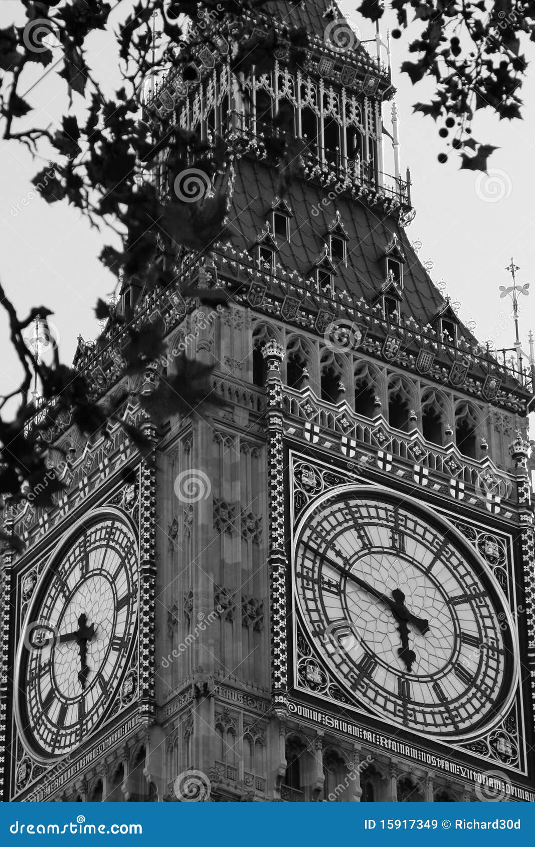 Famous Black and White Big Ben Clock Tower in Lond Stock Image Image