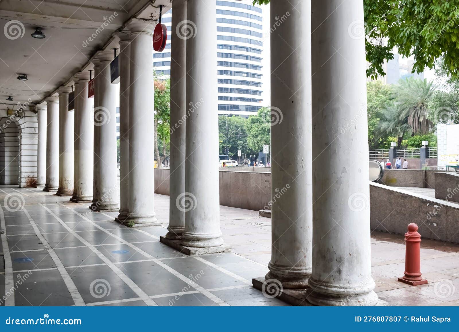 famous business district connaught place know as cp delhi in the centre of new delhi india with offices, banks and shopping.