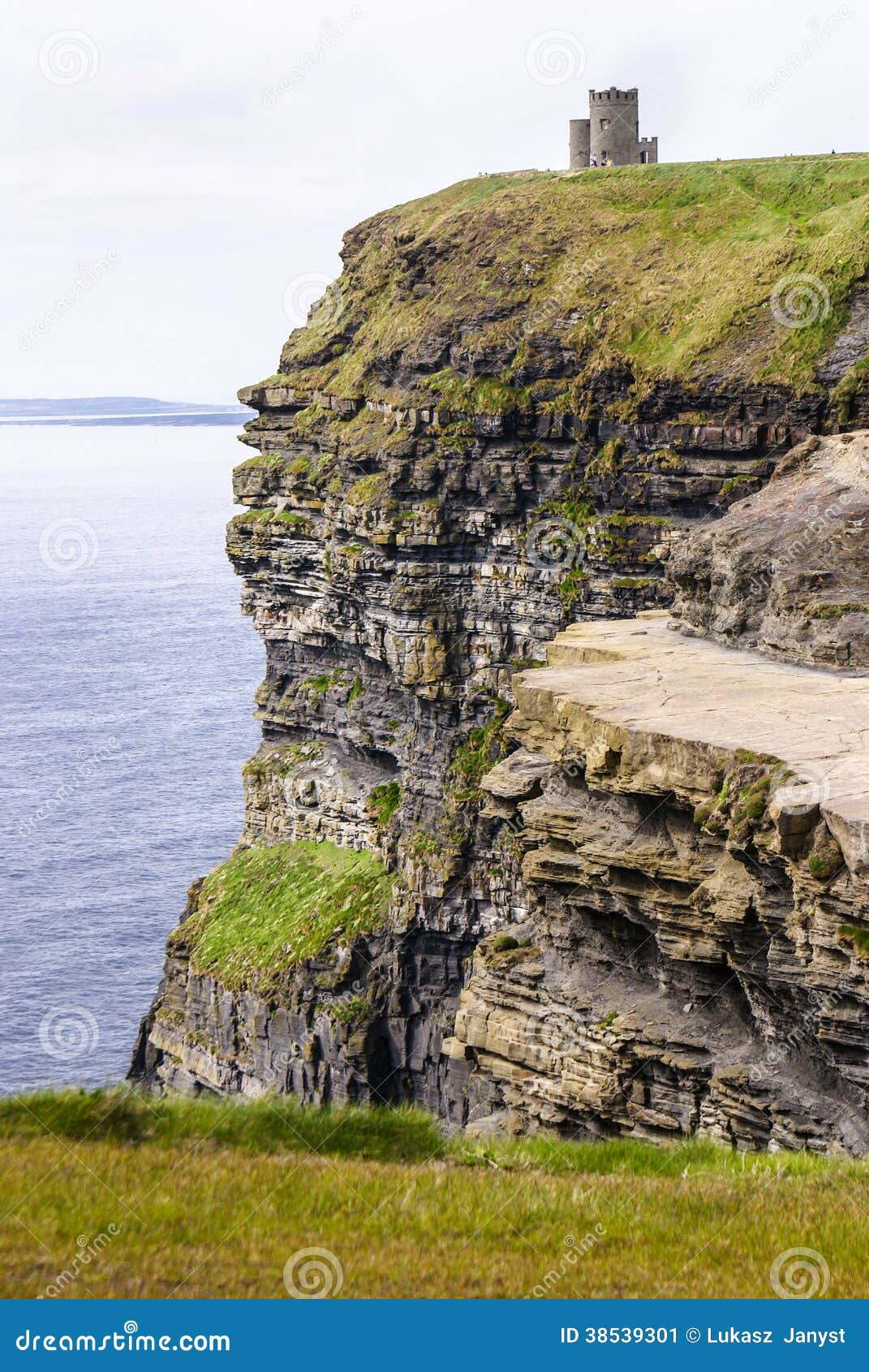 Famous Cliffs of Moher with Tower. Ireland Stock Image - Image of epic ...