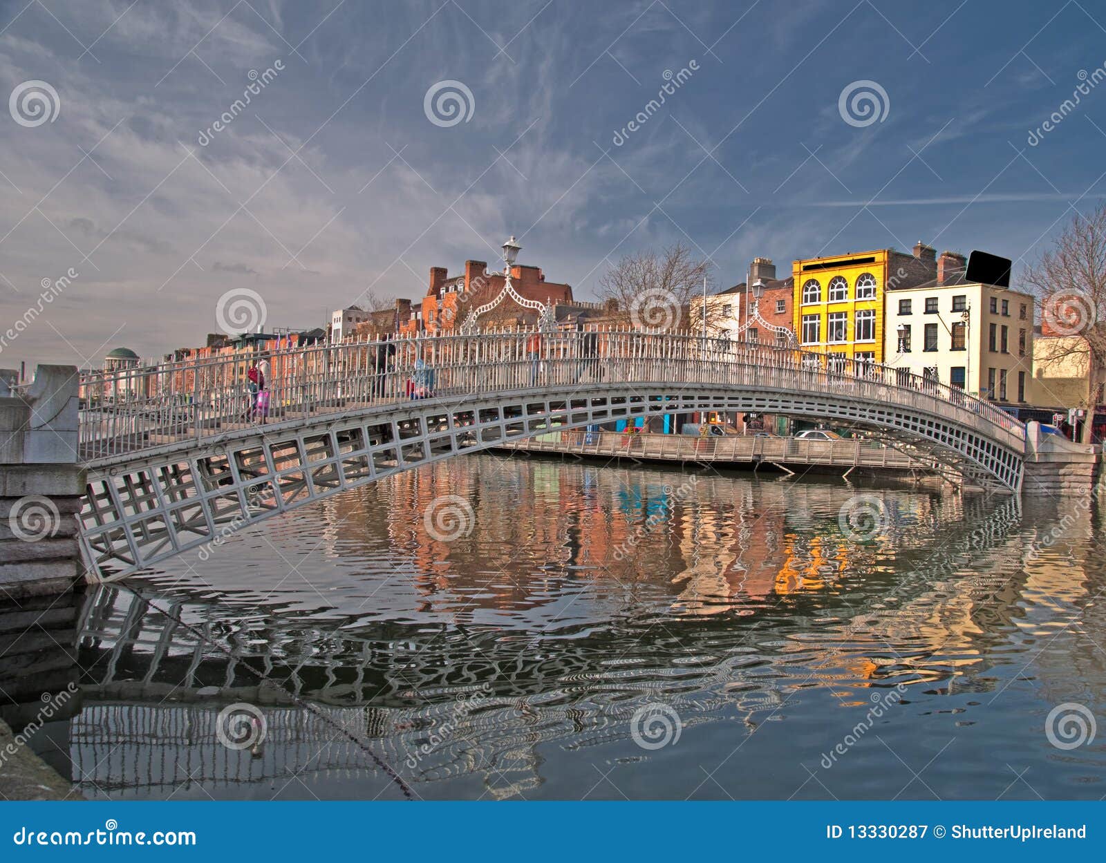 Famous Dublin Landmark Ha Penny Bridge Ireland Stock Image