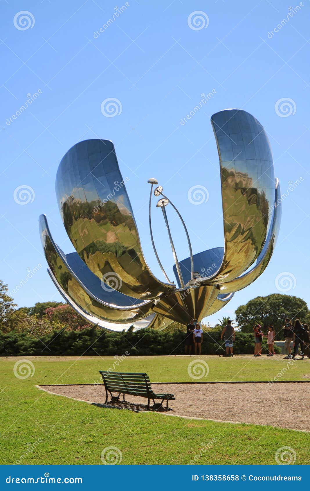 famous flower sculpture called floralis generica, made of steel and aluminum by argentine architect eduardo catalano, argentina