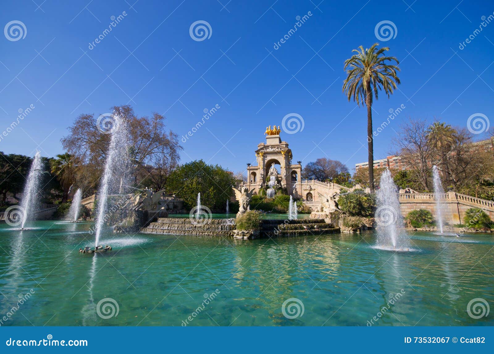 Famous Fountain in Barcelona Spain Stock Image Image of historic