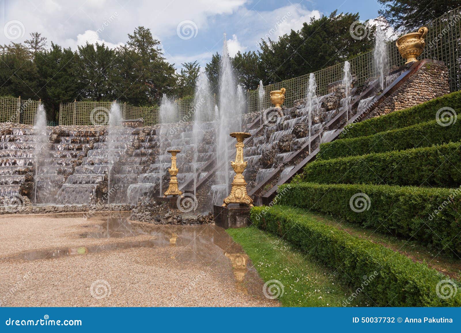 Famous Fountains In The Park Of Versailles Palace Stock