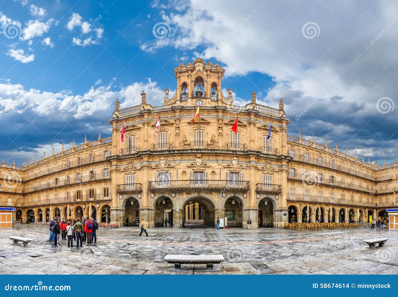 famous historic plaza mayor in salamanca, castilla y leon, spain