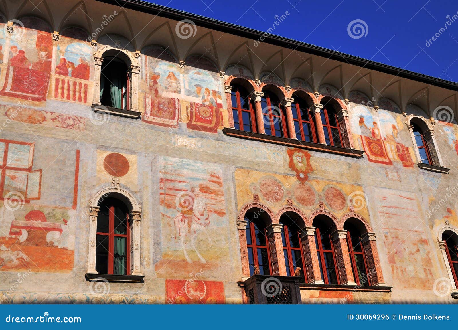 houses with frescoes, trento, italy.