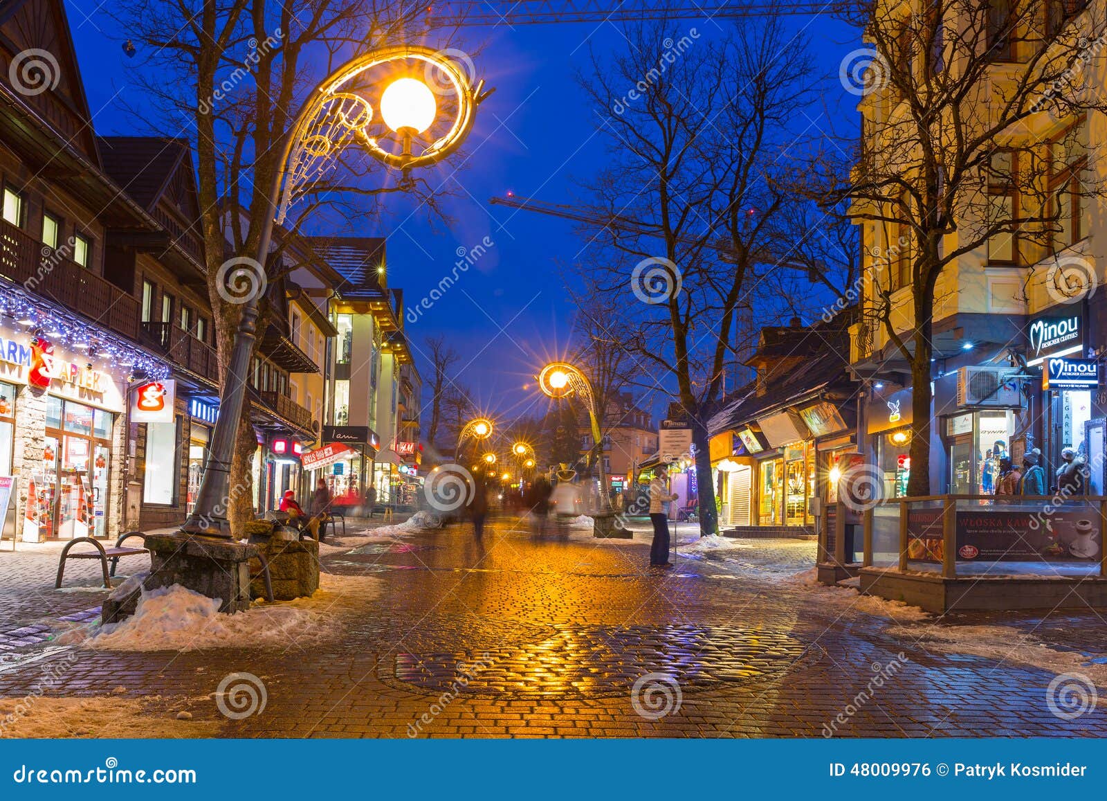 Famous Krupowki Street In Zakopane At Winter Time