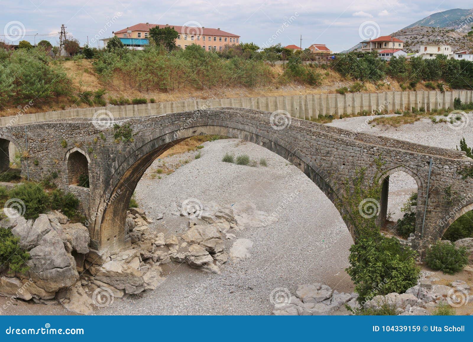 the famous mesi bridge in mes, albania.