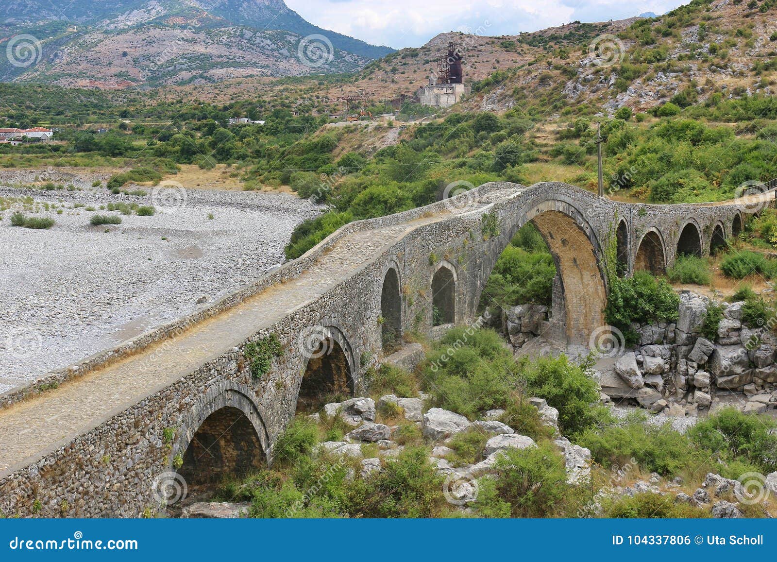 the famous mesi bridge in mes, albania.
