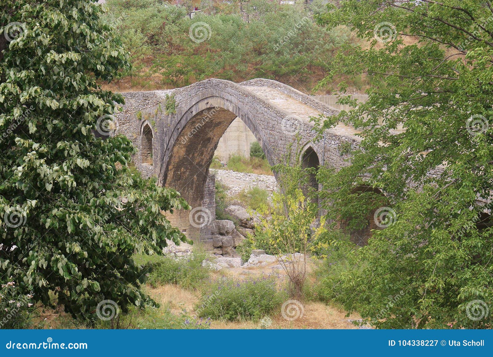 the famous mesi bridge in mes, albania.