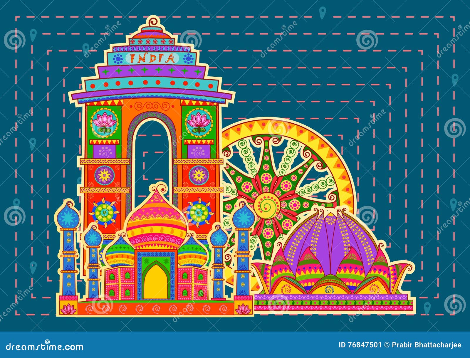 famous monuments of india in background for happy independence day, with  map of india and traditions icons Stock Vector Image & Art - Alamy